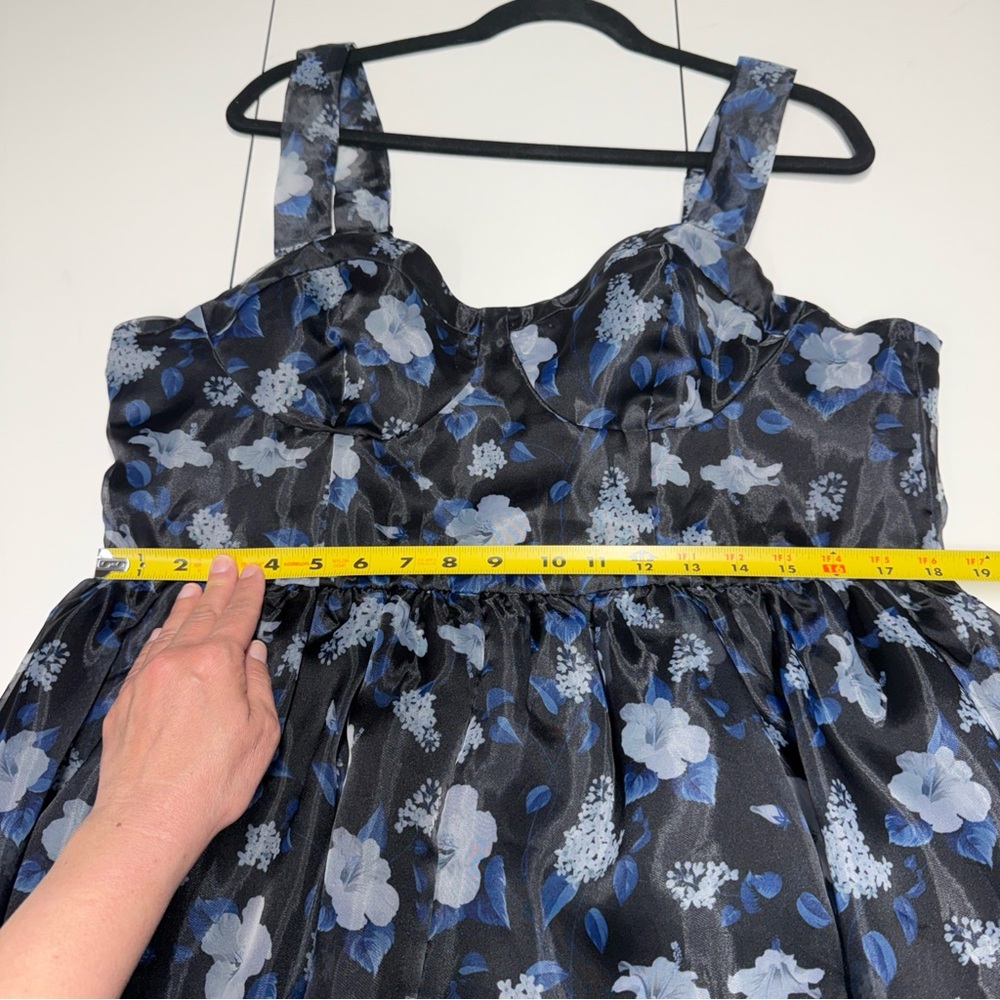 NWT Lulus Delightful Look Black Floral Print Bustier Midi Skater Dress Sz‎ XXL - Picture 13 of 16